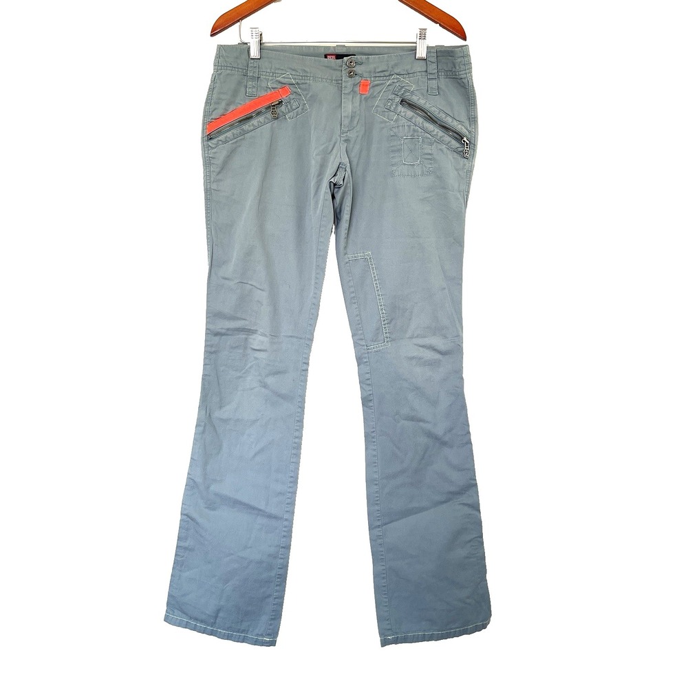 Vintage Diesel Womens Y2K Low Rise‎ Pants Size 31 Green Light Weight RARE